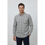 Hod Be Hod Erkek Kışlık Tek Cep Klasik Gömlek BGL-ST04990 - Gri - 2XL