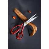 Hodbehod 10 No Kırmızı Saplı Çelik Kişiye Özel İsimli Profesyonel Kumaş Kesim Makası Set 25.5Cm Set