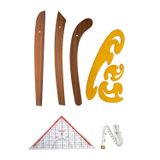 Hodbehod 6 Parça Set – 3’lü Modelist Riga Cetvel Seti, Modelist Gönyesi, Pistole Cetvel ve 150 cm Mezura