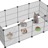 Hodbehod Evcil Küçük Hayvan Kedi Köpek Kuş Evi Kafesi Oyun Parkı Portatif Taşınabilir Metal Tel 12 Panel