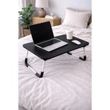 Hodbehod Portatif Katlanabilir Düz Yüzeyli Yatak Üstü Laptop Çok Amaçlı Sehpa Siyah - 60CMX40CMX27CM