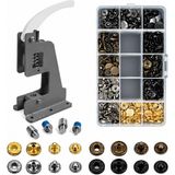 Hodbehod Portatif Küçük Tulumba El Presi – 120 Adet 12,5 mm Karışık Metal Çıt Çıt Delme ve Çakım Seti