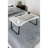 Hodbehod Taşınabilir Katlanır Koltuk Yatak Üstü Laptop Tablet Çalışma Masası ve Kahvaltı Sehpası Beyaz - 40x60x27