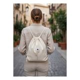 hodie collection Anemon Çiçeği Desenli Ham Bez Büzgülü Sırt Çantası İnce Hafif 35x40 cm