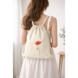 hodie collection Gelincik Desenli Büzgülü Bez Sırt Çantası İnce Hafif Ham Bez Günlük Kullanım