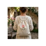 hodie collection Gül Baskılı Büzgülü Sırt Çantası İnce Hafif Bez Çanta 35x40
