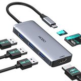 HODO MacBook Pro Air M3 M2 M1 için USB C Hub Adaptörü, Mac Dönüştürücü için USB-C HDMI Multiport Dongle 6 in 1 4K HDMI, USB 3.0 Bağlantı Noktaları, iPhone 15 Dell XPS HP Lenovo Yüzey ve Diğer Tip C