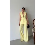 HOEK Kadın Majeste Sarı Blazer Yelek Bol Paça Pantolon Takım Elbise