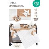 Hoffie Deluxe Park Yatak Uyku Seti Bebek Beşik Örgülü Uyku Seti Pamuklu Kumaş 7 Parça - Kahverengi