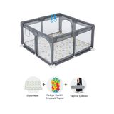 Hoffie Original Playard Plus Güvenli Bebek Ve Çocuk Oyun Alanı Oyun Parkı 120x120 Oyun Matı Ve Topları,gri