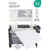 Hoffie Premium Park Yatak Uyku Seti Bebek Beşik Uyku Seti Pamuklu Kumaş 6 Parça - Gri