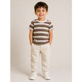 Hola Kids Erkek Çocuk %100 Pamuk Tişört Pantolon Ikili Takım - 5 Yaş - Bej - Krem - Kahve