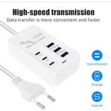 Holatec Şarj Cihazı USB Çoklu Şarj Aleti 3USB 3 Tipe-C 65 W Rack Charger - Beyaz