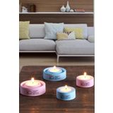 Holder 4'Lü Set Mumluk Tea Light Mumluk Seti Pembe-Mavi