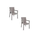 Holiday Markiz Rattan Koltuk, Çöl Gri, 2'li Set, 57 x 57 x 87 cm