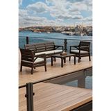 Holiday Plastik Hawaii Bahçe Balkon Oturma Grubu Koltuk Takımı 5 Kişilik Minderli Set Kahverengi Hw04 Naturel