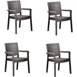Holiday Troya Rattan Koltuk Kahverengi 4 Kişilik Plastik Rattan 4'lü Set İç ve Dış Mekan Kullanımı