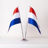 Hollanda 2Li Masa Bayrağı Saten Kumaş Dijital Baskı 15X22,5 Cm
