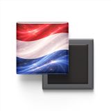 Hollanda - Abstract Efektli Bayrak - Baskılı Kare Buzdolap Magneti