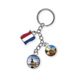 Hollanda Üçlü Epoksi Metal Çift Taraflı Damla Anahtarlık Holland