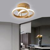 Holled Gold Kasa Yuvarlak Hol Koridor Giriş Için Modern Beyaz Ledli Avize - 1 - Ahşap