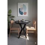 HOLLKA Mutfak Cafe Balkon Bahçe Restoran Yemek Masası 70X70 Metal Ayak Kalınlaştırmalı - Siyah