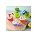 Holly Home 12'Li Yıkanabilir Mini Muffin Pişirme Kalıbı, Silikon Ribanalı Kek, Cupcake, Hamur Işi Renkli Kap