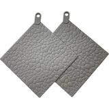 Holly Home 2 Adet Silikon Yanmaz Taş Desenli Nihale, Çaydanlık, Tencere Altlığı , Gri 16X16CM
