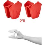 Holly Home 2'li Silikon Cupcake Kırmızı Fırın Eldiveni, Tepsi Tutacağı, Mikrodalga Tutacak, Yanmaz Eldiven