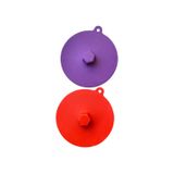 Holly Home 2'Li Silikon Mini Vakum Kapak, Kase, Kavanoz, Saklama Kabı Kapağı Mor/Kırmızı Çap:11 Cm