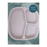 Holly Home 3 Bölmeli Kahvaltı Tabağı Plastik Piknik Kamp Çerez Yemek Servis Tabağı Pudra 21,5X23X3,5Cm 1 Adet