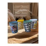 Holly Home 4 Adet Sandy Desenli Bardak Renkli Plastik Su, Meşrubat Bardağı 300Ml 10(H)X8X8Cm