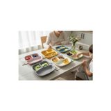 Holly Home 6 Adet Renkli 3 Bölmeli Kahvaltı Tabağı Plastik Piknik Kamp Çerez Yemek Servis Tabağı 21,5X23X3,5Cm