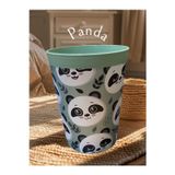 Holly Home Sandy Panda Desenli Bardak Renkli Plastik Su, Meşrubat Bardağı 300Ml 10(H)X8X8Cm