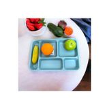 Holly Home Tabldot 5 Bölmeli Lüks Plastik Piknik Yemek Servis Tabağı 1 Adet Mavi Tablot 21X31X3,3(H) Cm