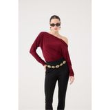 HOLLY LOLLY Asimetrik Yaka Talia Bluz, xs, HLFW26-0029, Bordo, Kadın