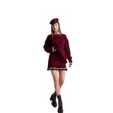 Holly Lolly Beli Lastikli Örgü Desenli Mini Triko Harold Etek Bordo
