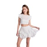 Holly Lolly Brode Detaylı Crop Pixie Bluz Beyaz