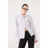 HOLLY LOLLY Çizgili Belden Oturmalı Betty Gömlek, s, HLFW26-0037, Beyaz, Kadın