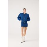 HOLLY LOLLY Crop Kesim Bomber Ceket, l, HLFW26-0026, Mavi, Kadın