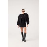 HOLLY LOLLY Crop Kesim Bomber Ceket, s, HLFW26-0026, Siyah, Kadın