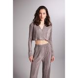 Holly Lolly Crop Model Düğme Kapamalı Comfy Crop Gömlek Vizon - S
