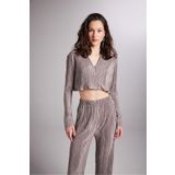 Holly Lolly Crop Model Düğme Kapamalı Comfy Crop Gömlek Vizon