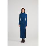 HOLLY LOLLY Drapeli Yırtmaçlı Uzun Elbise, HLFW25-00016