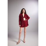 Holly Lolly Düğme Kapamalı Comfy Oversize Gömlek Bordo - XS