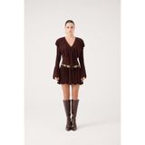 HOLLY LOLLY Fırfırlı Mini Elbise, s, HLFW26-0034, Kahve, Kadın