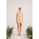 HOLLY LOLLY Fırfırlı Parlak Mini Elbise, m, HLSS25-0027, Bej, Kadın