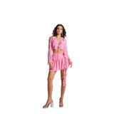 Holly Lolly HLSS23-00100 Carmen Fırfırlı Pembe Şifon Kadın Bluz