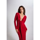 Holly Lolly HLSS23-00103 Maxi Moonlight V Yaka Karpuz Kol Kırmızı Kadın Elbise