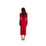 Holly Lolly HLSS23-00103 Maxi Moonlight V Yaka Karpuz Kol Kırmızı Kadın Elbise